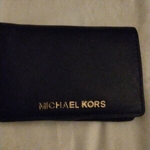 Michael Kors Black Card Holder with Gold Accents